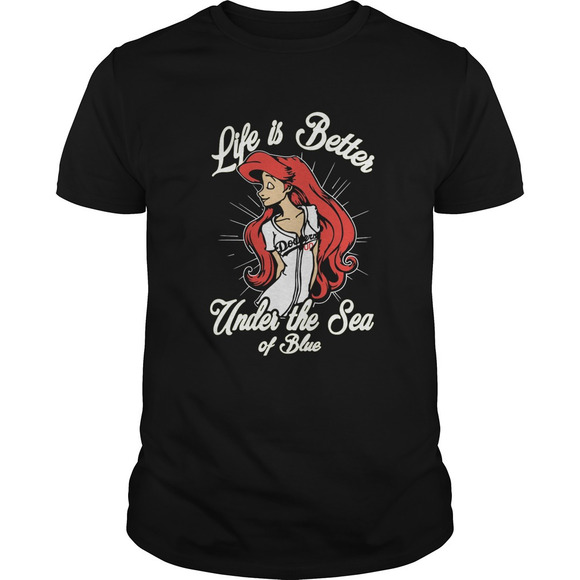 Tops - Los Angeles Dodgers Baseball Life Is Better Under The Sea Of Bue Shirt